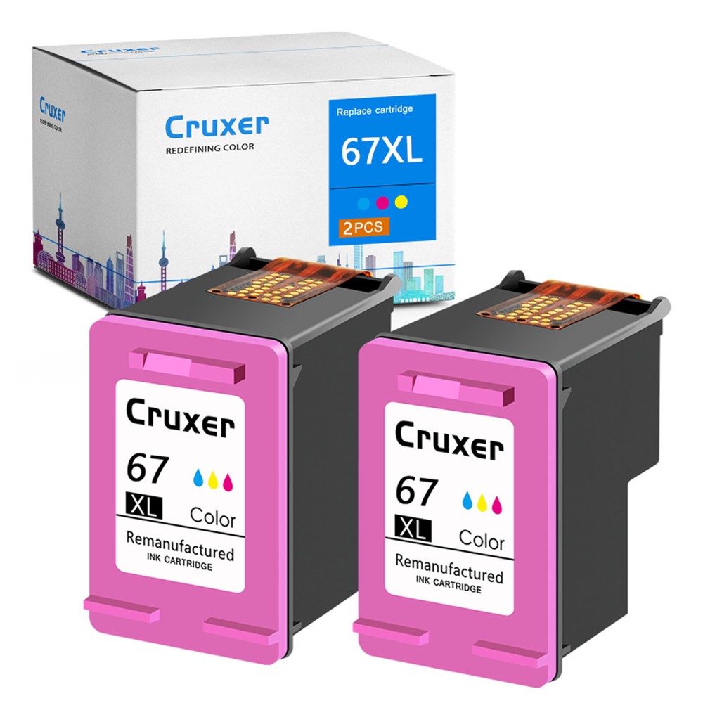 2x 67XL Ink Cartridge Tri-color For HP DeskJet Plus 4152 4155 4140 Deskjet 2752