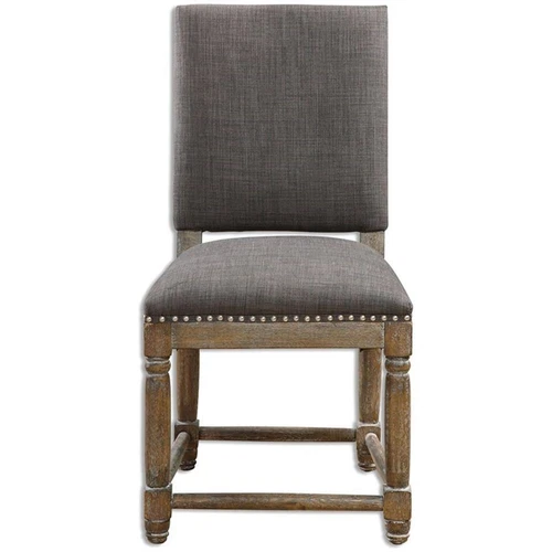 Uttermost Laurens Wood Metal and Fabric Accent Chair in Gray/Brass - Picture 1 of 5