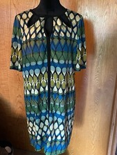 J Taylor 12 Olive Black Blue Tan Geometric Dress Cutouts 