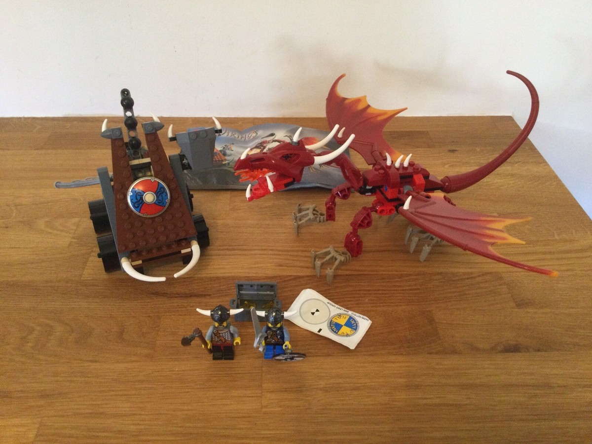 Lego 7017 Viking Catapult versus the Nidhogg Dragon 100%Complete+