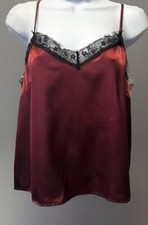 Adore Me Burgundy  Black Lace Trim Satin Spaghetti Strap Camisole Size Small