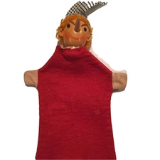 Vintage Folk Art Wooden Head Pinocchio Hand Puppet