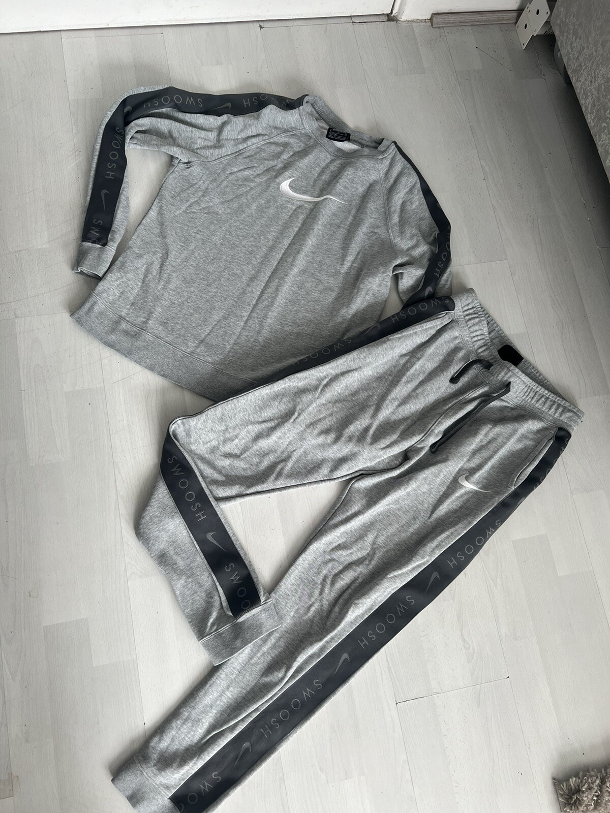 Boys Nike Swoosh Grey Tracksuit Age 1315yrs eBay