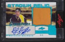 RAYMOND BOURQUE, 2021 Leaf Stadium Relic Auto/Patch, 5/5, HOF