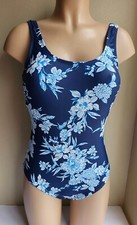 OCEAN PACIFIC 4 Way Stretch One Piece Swimsuit Floral Blue SZ XSmall