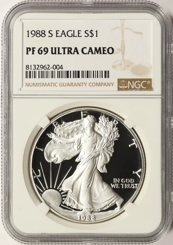 1988-S Proof $1 American Silver Eagle NGC PF69 Ultra Cameo