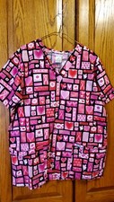 Cherokee Scrub Top Medium Short Sleeves Arm Pit To Pit 23 In. 2 Pocket