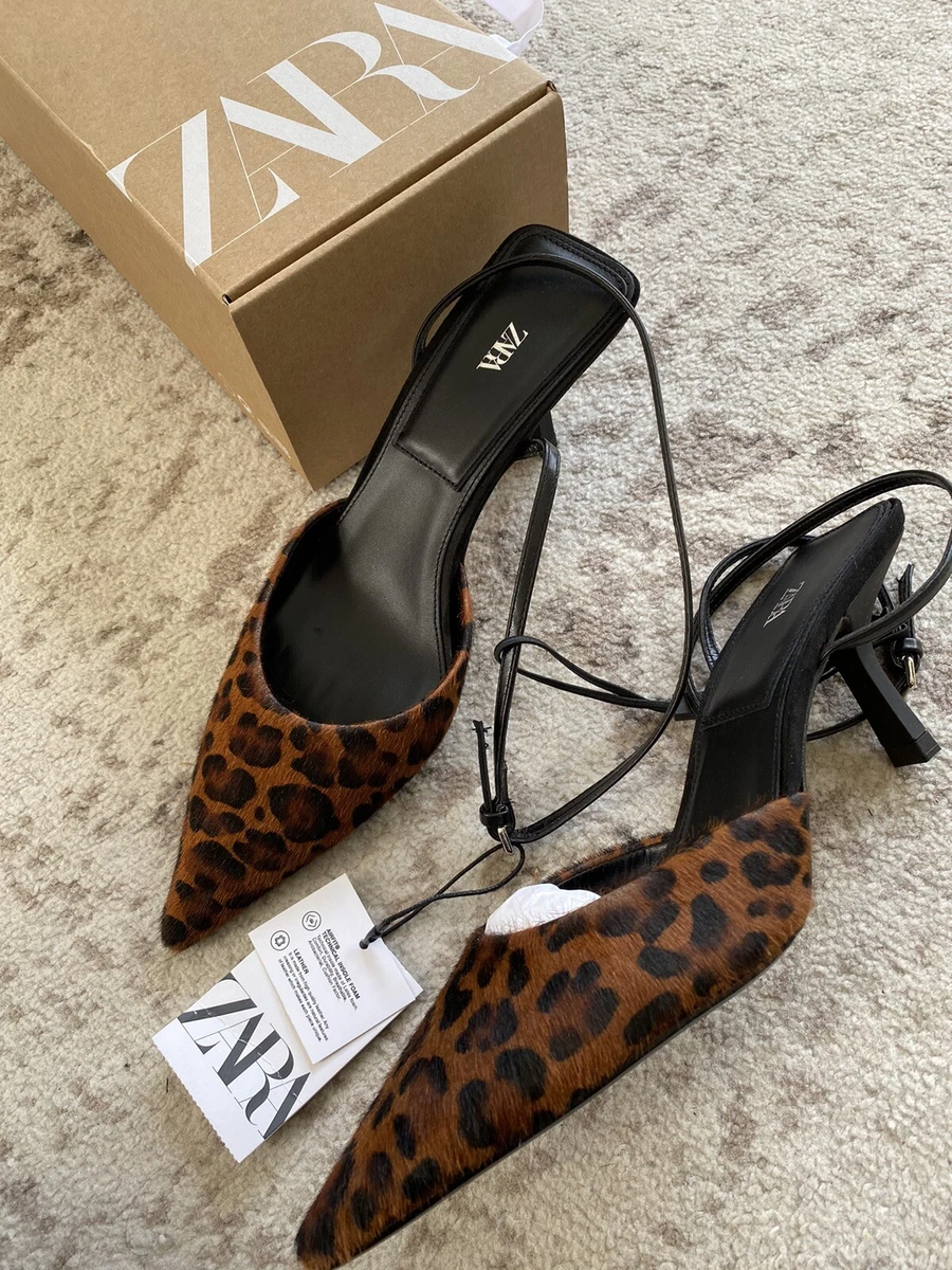 NEW Zara US 6 Slingback Kitten Heel Animal Print Ref 7218/001 | eBay