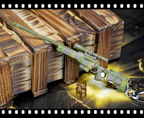 Mini gun model 98k carbine AWP sniper AK47 alloy keychain pendant soldier access - Picture 14 of 47