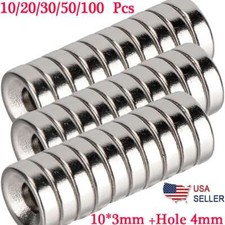 25 50 100Pc Strong Countersunk Ring Magnets 10 3mm Rare Earth Neodymium 4mm Hole