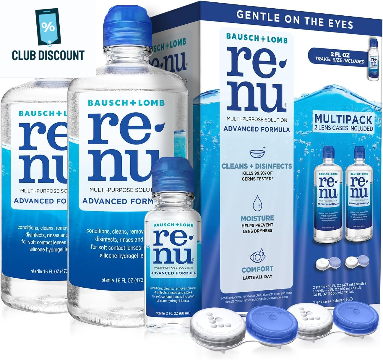 Renu Contact Lens Solution Multipurpose Disinfectant, Advanced Formula Lens Clea