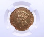 Rare $3 Gold 1878 Liberty Head INDIAN PRINCESS Coin NGC AU Details