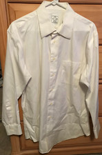PRONTO UOMO Fitted Mens 16 1/2 COTTON LONG SLEEVE DRESS SHIRT WHITE Stripe 32/33