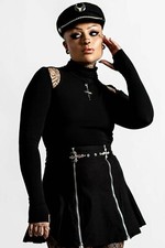 Killstar Temptress Long Cutout Sleeve High Neck Gothic Punk Top KSRA004067