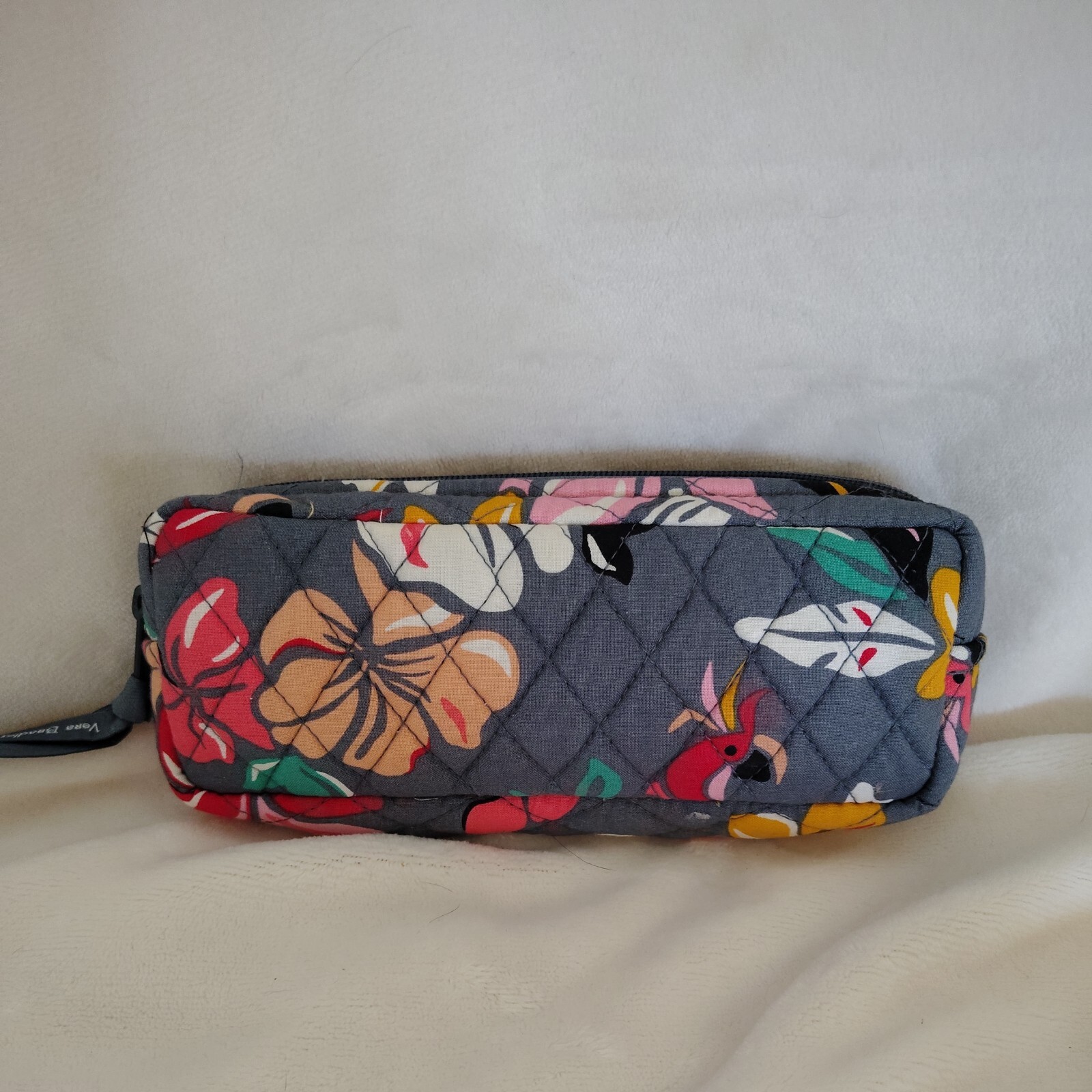 Vera Bradley brushes & Pencil Case Plastic Lined Quilted Cosmetic Bag, tropical
