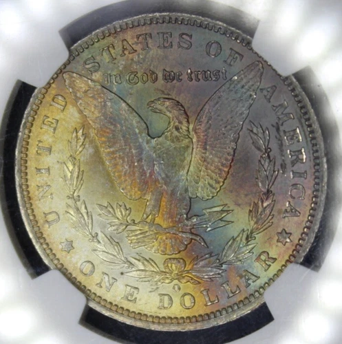 1888 O Morgan Silver Dollar Graded NGC MS62 Rainbow Color Toning Toned Coin 