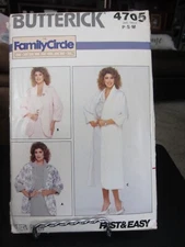Butterick Family Circle 4705 Misses Coat & Jacket Pattern - Size P-S-M (6-14)