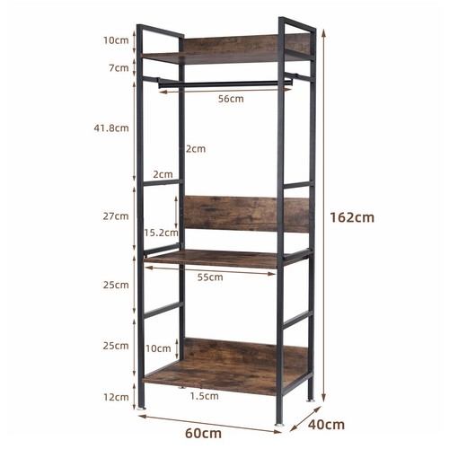 4-IN-1 Large Garment Coat Rack Shoe Rack Vintage Hall Tree for Entryway Bedroom - Picture 8 of 12