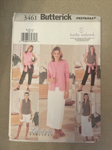 Butterick 3461 Pattern Cardigan Top Skirt Shorts Pants Size 8 10 12 Misses 2002 - Afbeelding 1 van 5