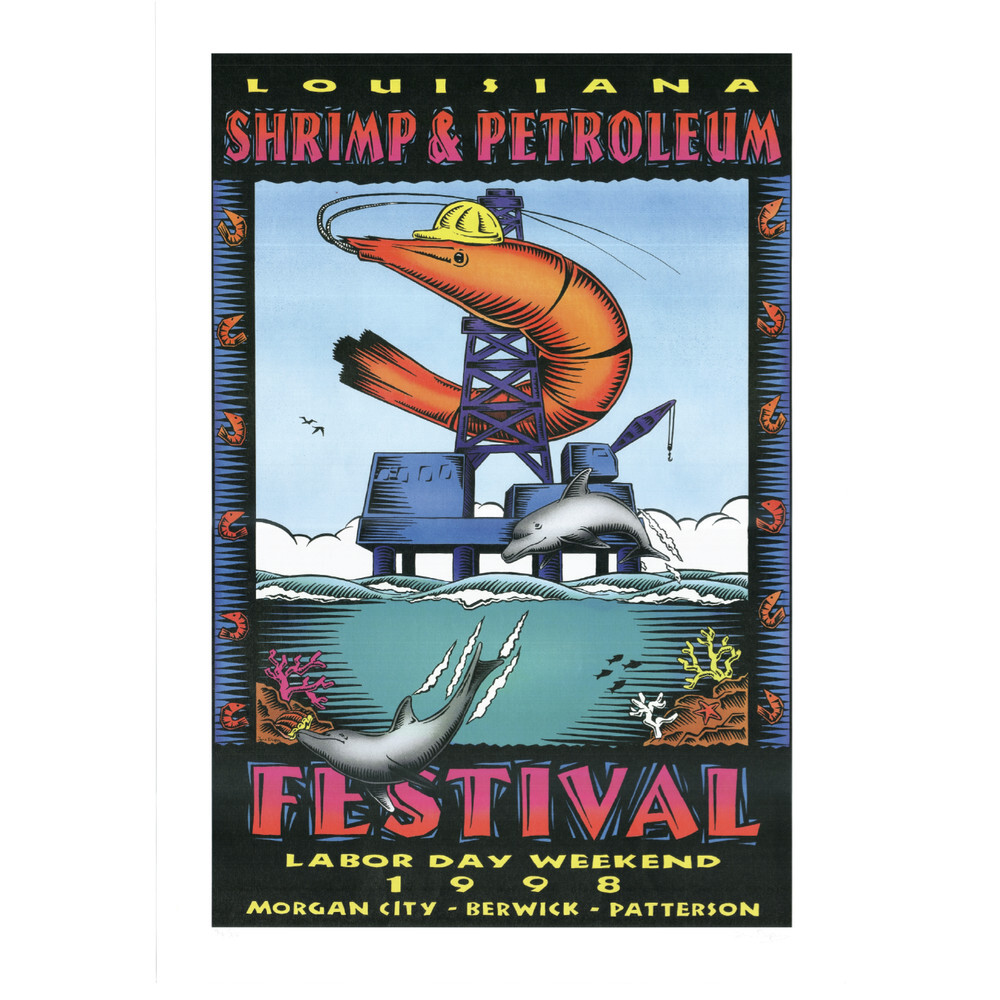 1998 LOUISIANA SHRIMP & PETROLEUM FESTIVAL POSTER - LA - ORIGINAL