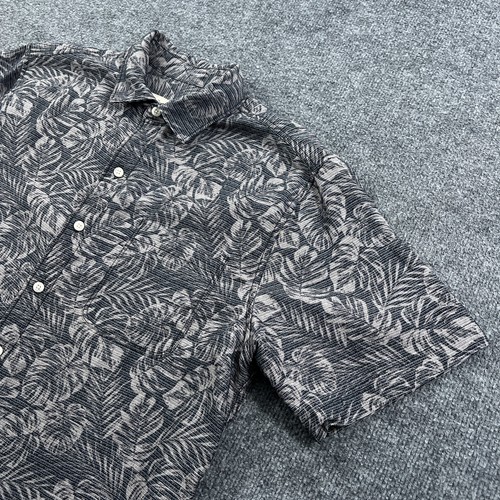 Tommy Bahama Mens Hawaiian Shirt Medium Black Gray Button Aloha Modal Poly Leaf - Bild 4 von 10