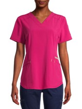 Scrubstar Womens Seasonal Scrub Top Size XS Solid Pink V-Neck Pull-over Style