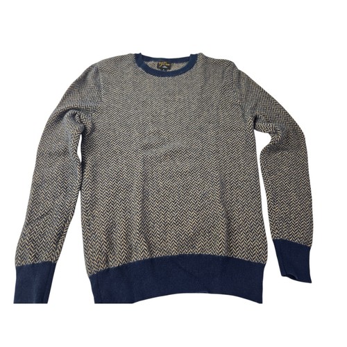 J. Crew 100% Cashmere Herringbone Crewneck Sweater Beige M / L - Picture 4 of 13