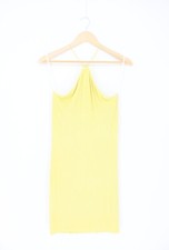 ENZA COSTA Silk Rib Strappy Halter Dress Lemongrass M 189 C1