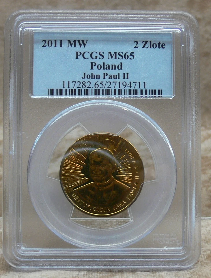 2011 MW 2 Zlote Poland PCGS MS65 John Paul II  Beatification - Image 4 of 4