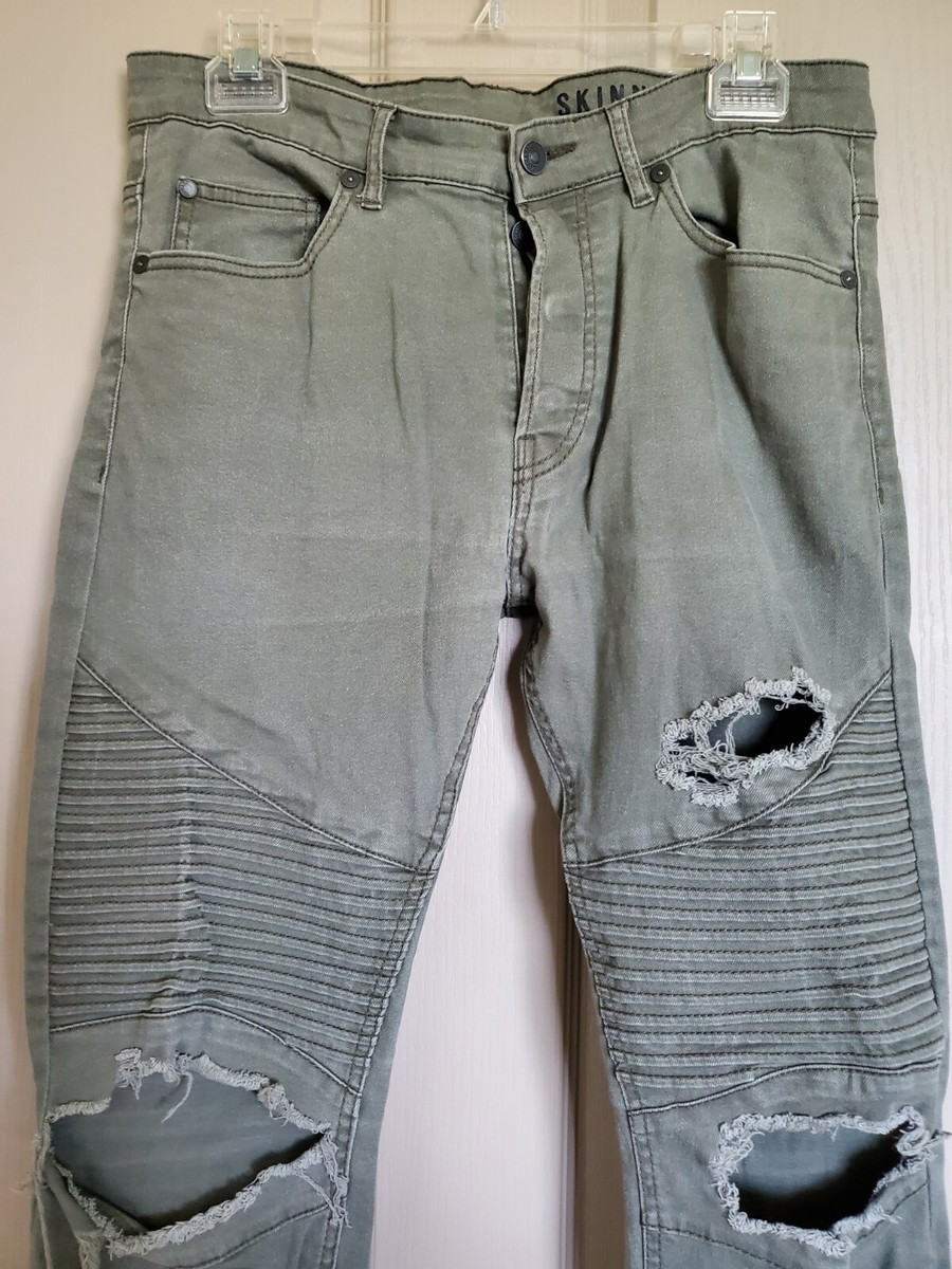 Divided H&M Ladies Distressed Army Green Jeans Size 32 Skinny Jeans View 2