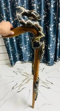 Wooden walking stick hand carved snake wooden walking cane