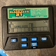 Radica Pocket Blackjack 21 Handheld Electronic Game Model 1350 1999 E
