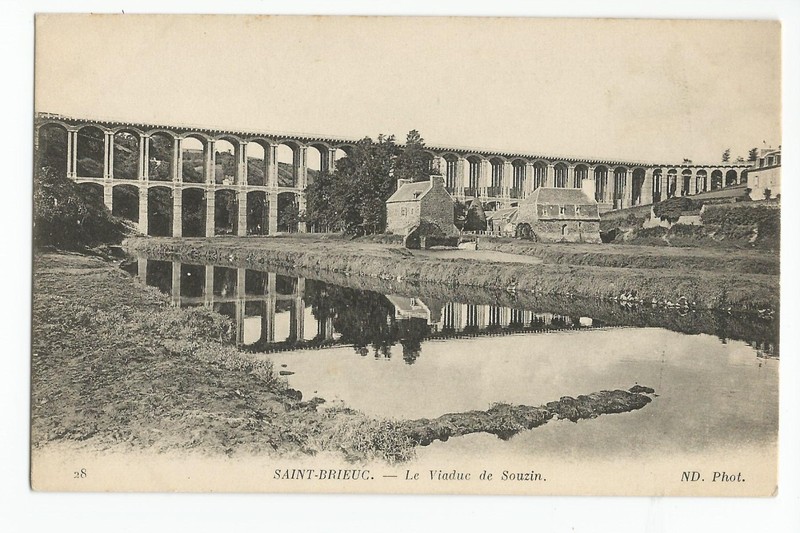 Postcard: Saint Brieuc; Le Viaduc de Souzin, Brittany, France - railroad viaduct