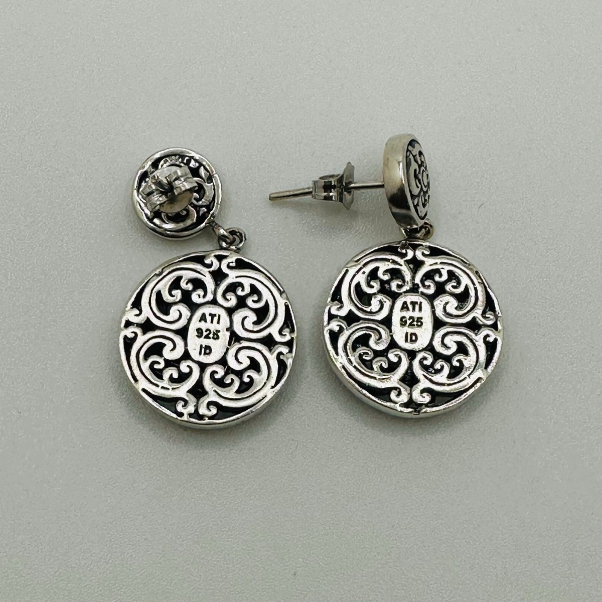 Vintage 925 Sterling Silver Earrings View 2