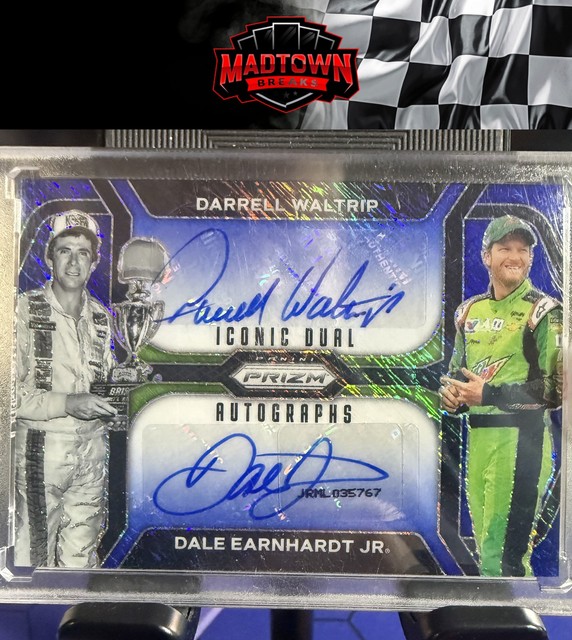 2024 Prizm #IDA-WE Darrell Waltrip/Dale Earnhardt Jr. Dual Auto Blue Shimmer 1/4