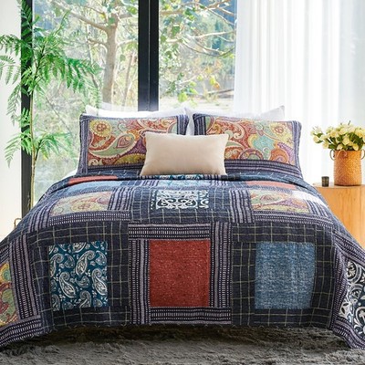 Quilts QueenSizeBettwäscheSet, 100% Baumwolle, 228 x 248 cm, mit 2 Kissenbezü...