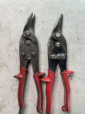 Pair of Wiss M1 Left-Cut Aviation Snips   Red Handle Metal Cutters