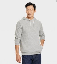 NWT Goodfellow Co sz S Men's Gray Textured Fleece Hooded Sweatshirt 13.67