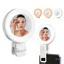 Phone Light, Clip-On Selfie Light with Mirror, Adjusted 3 Lighting