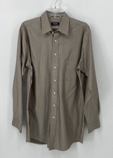 CHAPS Mens Preowned Tall Fit Shirt Size Large Beige Dress Short Long Sleeve