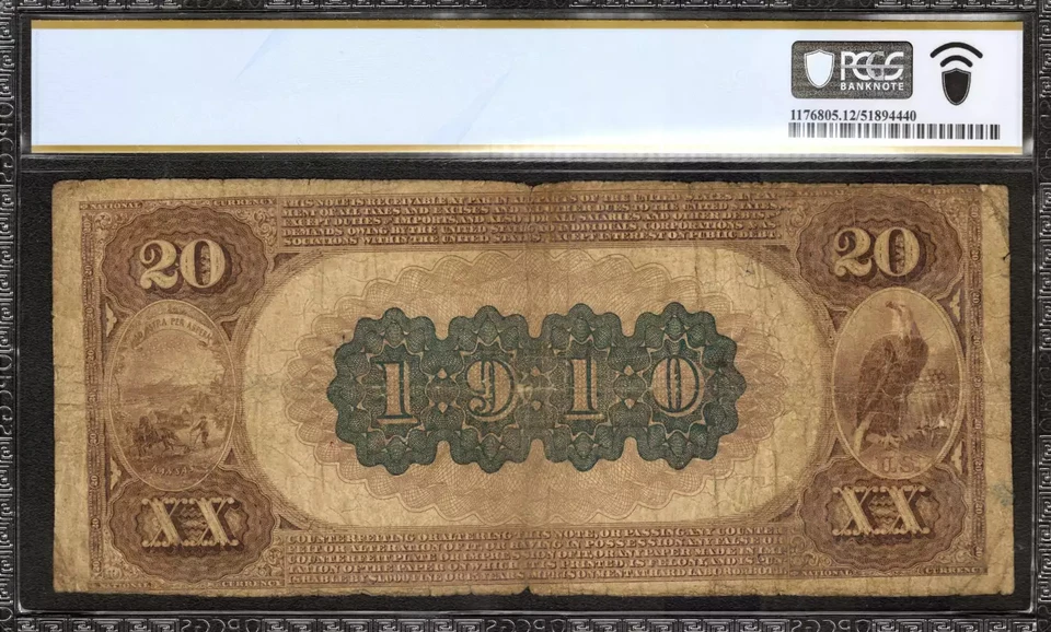 1882 $20 PEOPLE'S NATIONAL BANKNOTE CURRENCY OTTAWA KANSAS PCGS 12 FINE (889V) - Image 2 of 2