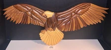 Wood Intarsia Bald Eagle In Flight Wall Art Handmade Signed 24"