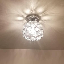 Modern Semi Flush Mount Ceiling Light Fixture, Mini Chandelier Crystal Ceiling