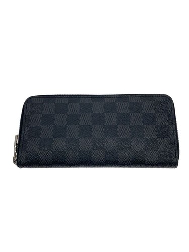 LOUIS VUITTON Long Wallet Zippy Vertical Damier Graphite PVC BLK Men's Used