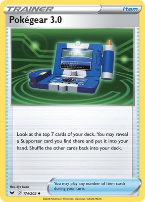 Pokegear 3.0 174/202 Uncommon Pokemon SWSH01: Sword & Shield Base Set NM