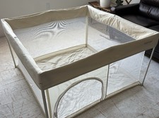 Angelbliss Foldable Portable Beige Baby Play Pen for Infant Toddler