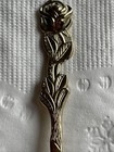 Set Of 6 Gold Plated Demitasse Sugar Spoon Rose Pattern — photo 3