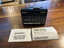 Sony Walkman WM AF64 Vintage Radio Cassette Player For Parts Only With Manual