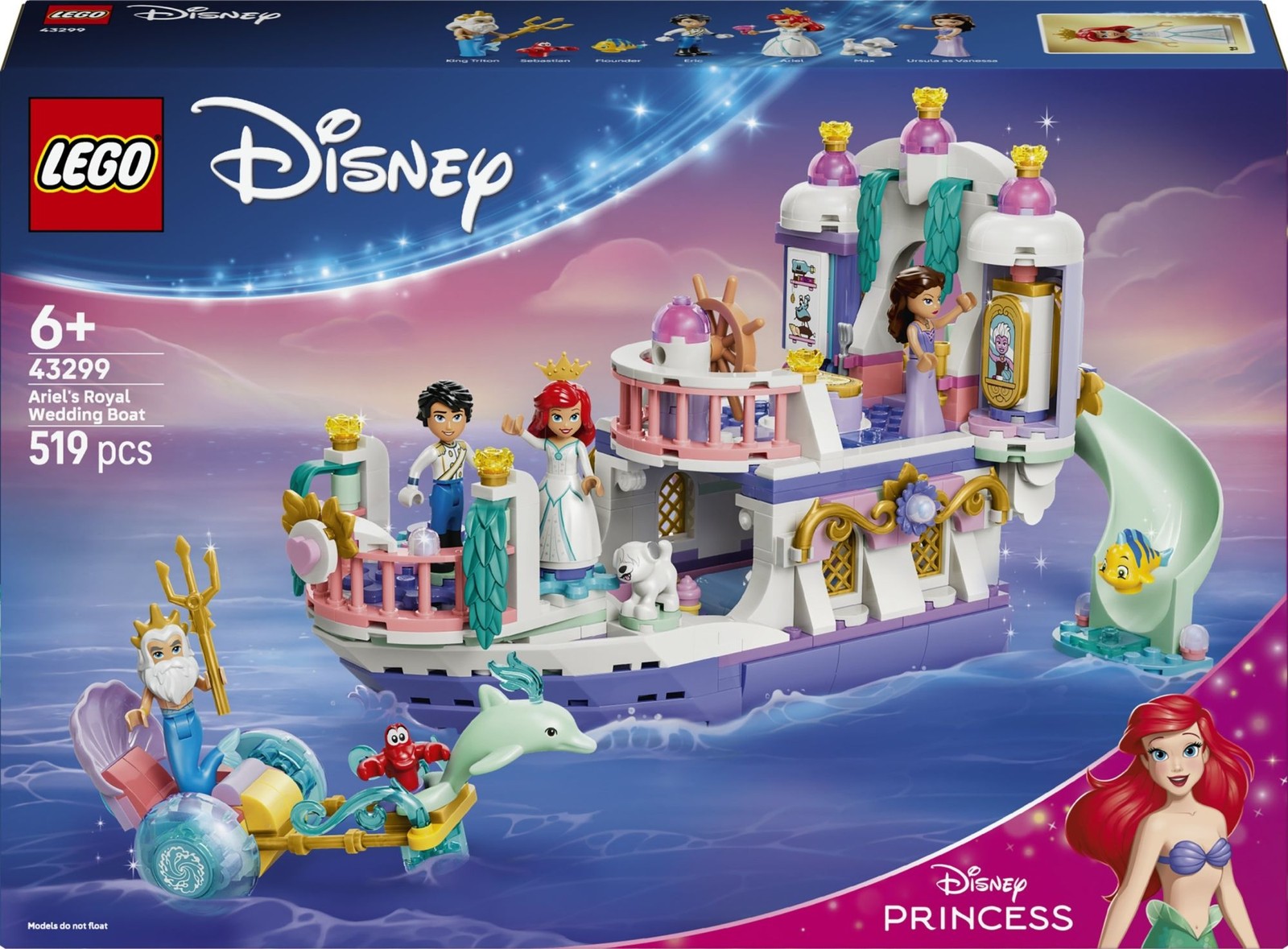 Lego Disney 43299 Lego® Disney Barca Per Matrimoni Reale Princess Arielles Con 7 Personaggi - Immagine 4