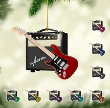 Personalized Guitar Christmas Ornament, Electric & Acoustic Acrylic 2D Flat